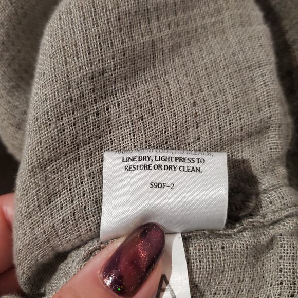 Eileen Fisher 100% Linen Blazer Jacket Womens Size L 3/4 Sleeve Lagenook Neutral - Picture 10 of 11